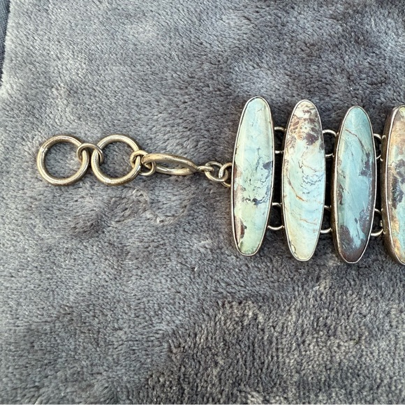 Charles Albert 925 Silver Blue Mountain Jasper Natural Stone Bracelet - Picture 4 of 9